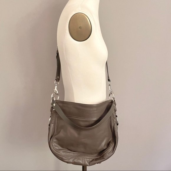 Coach Zoe Taupey Gray Leather 2-Way Hobo ATB Shoulder Bag Purse - 12.5” x 10” - Picture 11 of 12